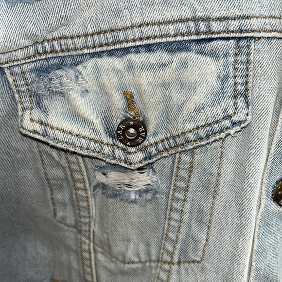 Carmar Denim Jacket w/Flames on Sleeves,”Pink Floyd The Wall”, P2P:23.5”, L:25” - Picture 7 of 14